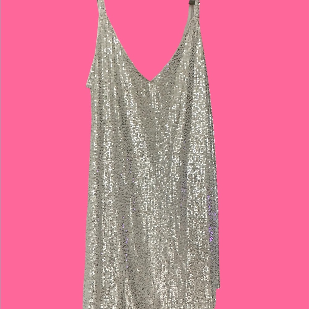 Source Unknown Sparkling Silver Mini Dress - Picture 4 of 4